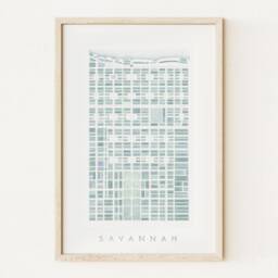 Savannah Map Watercolor Print Georgia City Block Plan - Art Print Wedding Gift Anniversary Scad Graduation Realtor Lowcountry Wall Art - thumbnail 1