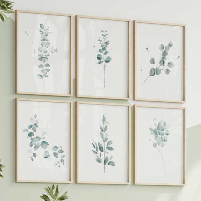 Set Of 6 Eucalyptus Prints - Elegant Boho Foliage Nature Wall Art For Baby, Kids & Bathroom Decor - image 1