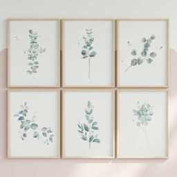 Set Of 6 Eucalyptus Prints - Elegant Boho Foliage Nature Wall Art For Baby, Kids & Bathroom Decor - thumbnail 2