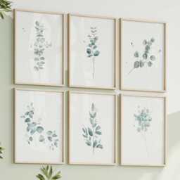 Set Of 6 Eucalyptus Prints - Elegant Boho Foliage Nature Wall Art For Baby, Kids & Bathroom Decor - thumbnail 1