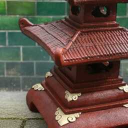 Concrete Red Pagoda Figurine Stone Japanese Cement Zen Ornament Massive Yard Front Door Garden Decor Outdoor Statue Lover Gift - thumbnail 3