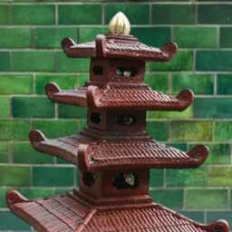 Concrete Red Pagoda Figurine Stone Japanese Cement Zen Ornament Massive Yard Front Door Garden Decor Outdoor Statue Lover Gift - thumbnail 4