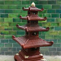 Concrete Red Pagoda Figurine Stone Japanese Cement Zen Ornament Massive Yard Front Door Garden Decor Outdoor Statue Lover Gift - thumbnail 2