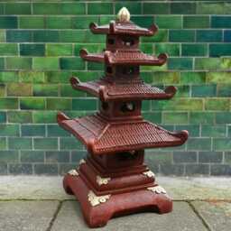 Concrete Red Pagoda Figurine Stone Japanese Cement Zen Ornament Massive Yard Front Door Garden Decor Outdoor Statue Lover Gift