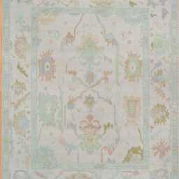 Hand-Knotted Wool Oushak Rug, Beige Green, Custom Turkish Carpet Ar_3656 - thumbnail 3