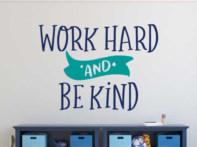 Work Hard & Be Kind Decal, Wall Be Work Decor, Classroom Decor - image 1