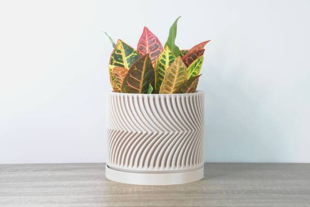 "Parisian Planter With Drainage in White, Saucer Included, Unique 3D-Printed Plant Pot, Small To Large Sizes 4"" 5"" 6"" 7"" 8" - image 1