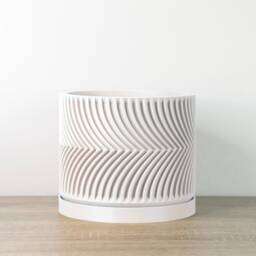 "Parisian Planter With Drainage in White, Saucer Included, Unique 3D-Printed Plant Pot, Small To Large Sizes 4"" 5"" 6"" 7"" 8" - thumbnail 2