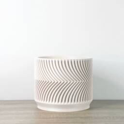 "Parisian Planter With Drainage in White, Saucer Included, Unique 3D-Printed Plant Pot, Small To Large Sizes 4"" 5"" 6"" 7"" 8" - thumbnail 3