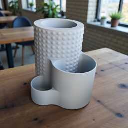 3D Printed Pencil Pot - Tiered Desk Organizer, Tactile Dimple Stationery Storage - thumbnail 2