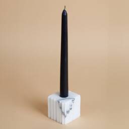 White Marble Candlestick Holder Natural Stone, Matte Finish - 2.3