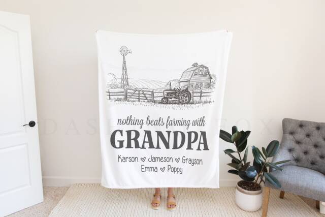 Farm Father's Day Blanket, Fathers Gift, Personalized Blanket For Dad, Grandpa Gift Grandparent Custom Birthday Dad - image 1