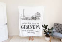 Farm Father's Day Blanket, Fathers Gift, Personalized Blanket For Dad, Grandpa Gift Grandparent Custom Birthday Dad - thumbnail 1