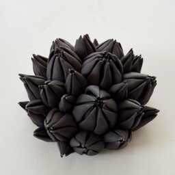 Protea - Black Porcelain Wall Sculpture - Handmade Ceramic Flower Modern Botanical Art - thumbnail 3