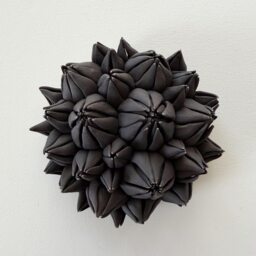 Protea - Black Porcelain Wall Sculpture - Handmade Ceramic Flower Modern Botanical Art - thumbnail 2