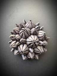 Protea - Black Porcelain Wall Sculpture - Handmade Ceramic Flower Modern Botanical Art - thumbnail 1