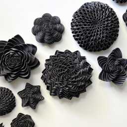 Protea - Black Porcelain Wall Sculpture - Handmade Ceramic Flower Modern Botanical Art - thumbnail 4