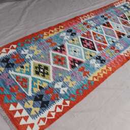 3'2x9'7 Ft Runner Rug Afghan Handmade Kilim Rug, Wool Flatweave Geometric Oriental Rug, 10 Hallway Runner, Kitchen - thumbnail 2