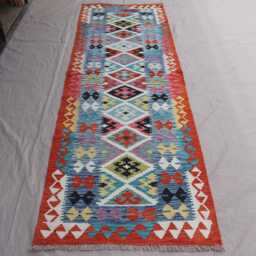 3'2x9'7 Ft Runner Rug Afghan Handmade Kilim Rug, Wool Flatweave Geometric Oriental Rug, 10 Hallway Runner, Kitchen - thumbnail 3