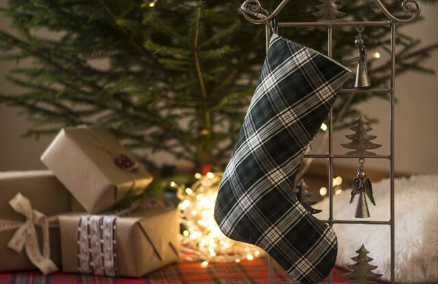Dark Green Plaid Christmas Stocking - image 1
