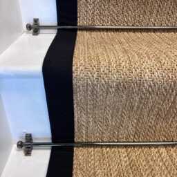 Bibery Weave Beige Stair Runner With 100% Black Cotton Border - thumbnail 2