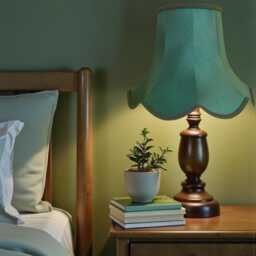 Dark Green Fabric Lampshade Scalloped Trim, Handmade Uk, Table/Floor/Pendant - thumbnail 2
