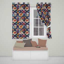 Abstract Cubist Mosaic Shapes Artistic Color Fusion Seamless Pattern Readymade Eyelet Ring Top Thermal 100% Blackout Curtains - thumbnail 1