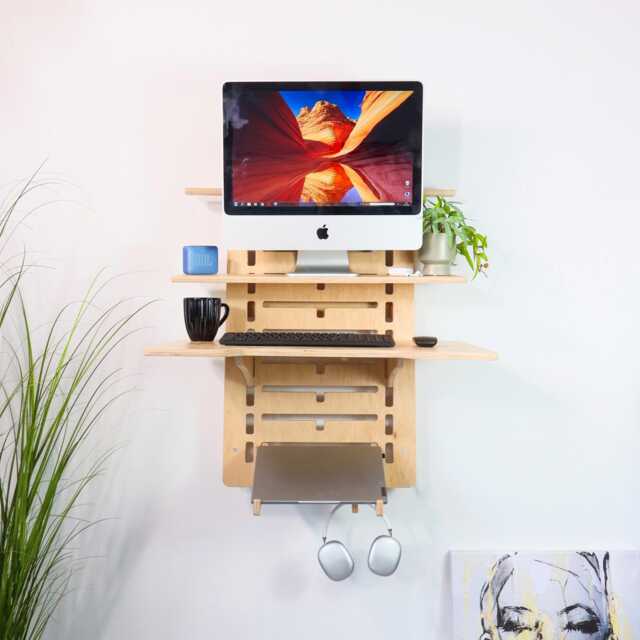 Wall Mounted Standing Desk Hideaway Home Office Furniture - image 1