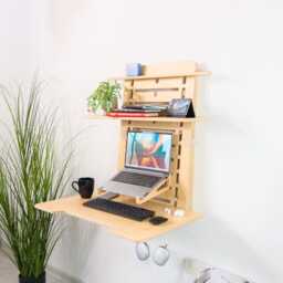 Wall Mounted Standing Desk Hideaway Home Office Furniture - thumbnail 3