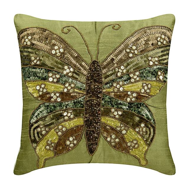 "Art Silk Green Couch Cushion 16""x16" - image 1