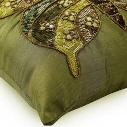 "Art Silk Green Couch Cushion 16""x16" - thumbnail 2
