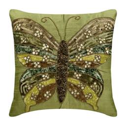 "Art Silk Green Couch Cushion 16""x16" - thumbnail 1