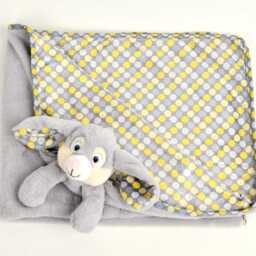 Personalised Cubbies Bunny Baby Blanket, Embroidered, , Personalized Baby Gift, Grey - thumbnail 2