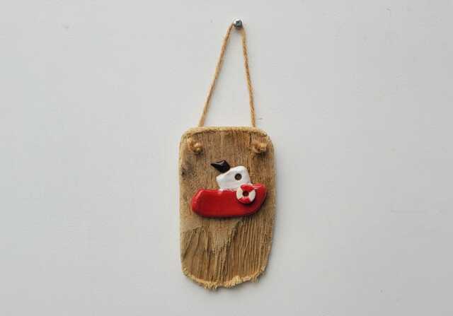 Character Nautical Dorset Driftwood & Red Ceramic Fishing Boat Wall Hanging Plaque Shabby Chic - image 1
