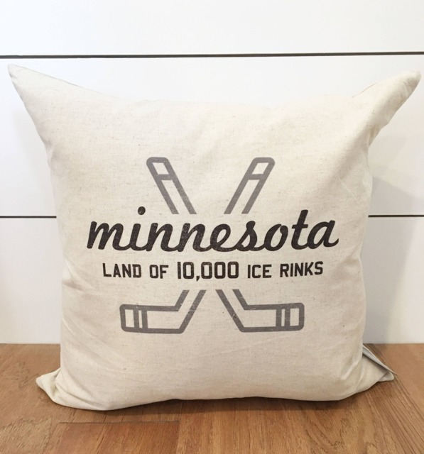 Minnesota Land Of The 10, 000 Ice Rinks Pillow Cover, 18 X Pillow, Decor, Hockey - image 1