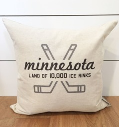 Minnesota Land Of The 10, 000 Ice Rinks Pillow Cover, 18 X Pillow, Decor, Hockey - thumbnail 1