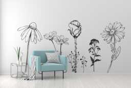 Large Hand-Drawn Wildflower Wall Decals - British Botanical Vinyl Stickers For Hallways, Bedrooms & Living Spaces - thumbnail 1