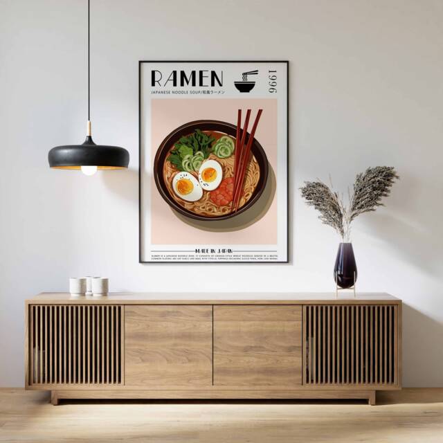 Ramen Poster, Food Print, Art, Modern Kitchen Decor, Japanese Decor - image 1