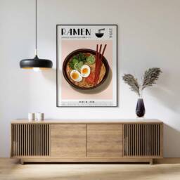 Ramen Poster, Food Print, Art, Modern Kitchen Decor, Japanese Decor - thumbnail 1