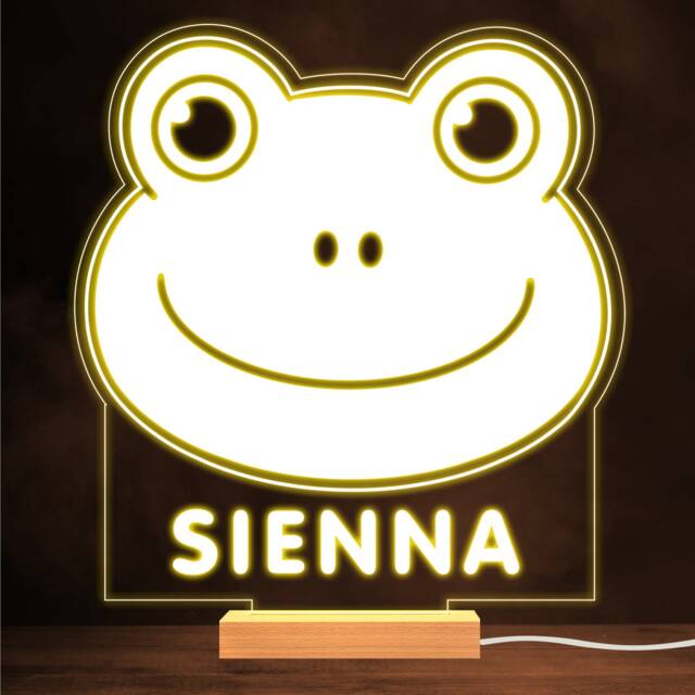 Happy Smiling Frog Head Warm White Lamp Personalised Gift Night Light - Bedroom - image 1