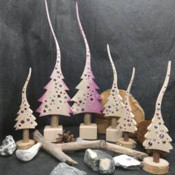 Pink Bouquet On Pearl White, Joy Tree With Mosaic, A Glittering, Hand-Painted Christmas Tree, Floral, Gentle, Noble, in 3 Sizes - Selection - thumbnail 1