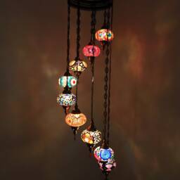 9 Ball Turkish Mosaic Chandelier, Large , Soft Mix - thumbnail 2