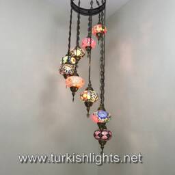 9 Ball Turkish Mosaic Chandelier, Large , Soft Mix - thumbnail 3