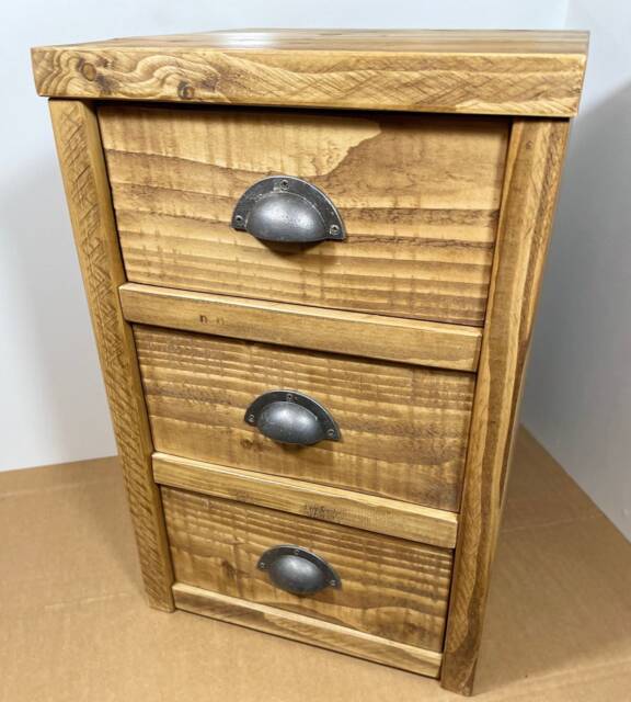 London Bedside Cabinet With 3 Drawers - Made Reclaimed Wood - image 1