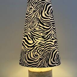 Black White Zebra Print Cotton Extra Tall Tapered Cone Lampshade - thumbnail 3