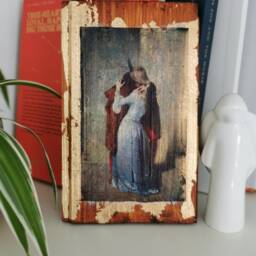 The Kiss By Hayez Gold Gilded Oak Wood Wall Art - thumbnail 3