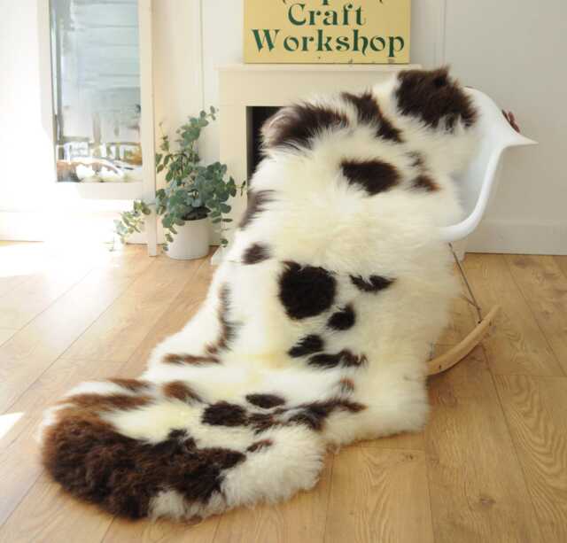 100% British Jacob Undyed Rare Breed Sheepskin Double Rug - Handmade in Somerset - image 1