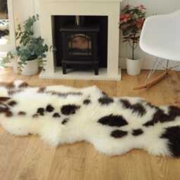 100% British Jacob Undyed Rare Breed Sheepskin Double Rug - Handmade in Somerset - thumbnail 3