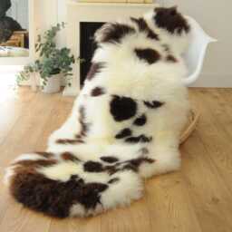 100% British Jacob Undyed Rare Breed Sheepskin Double Rug - Handmade in Somerset - thumbnail 4