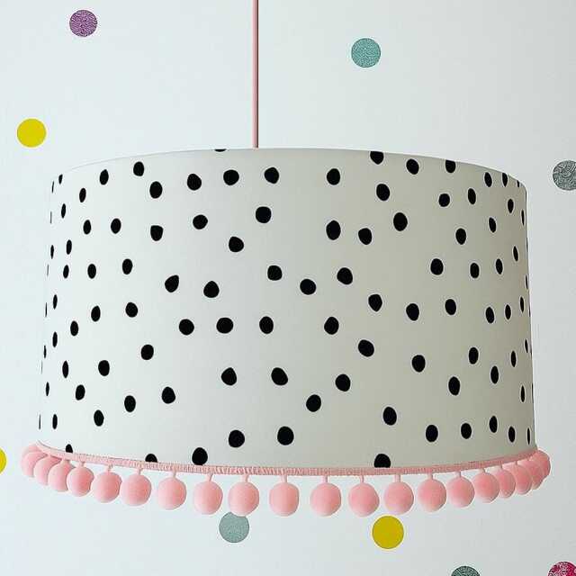 Polka Dot Nursery Lampshade - Pom Kids Room Ceiling Light Handmade Children's Lamp Shade - image 1